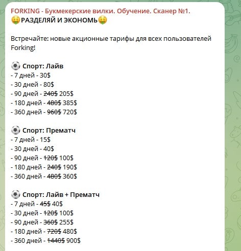 Тарифы Форкинг Бет