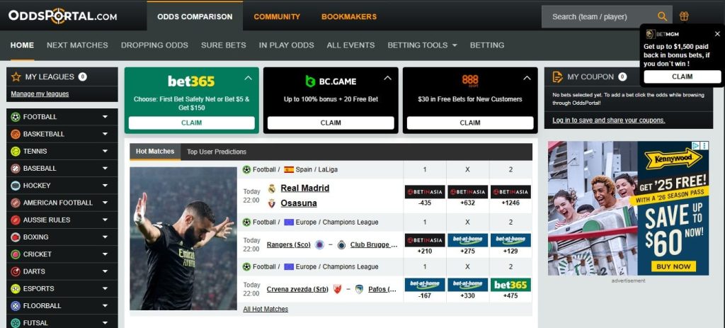 Сайт Oddsportal