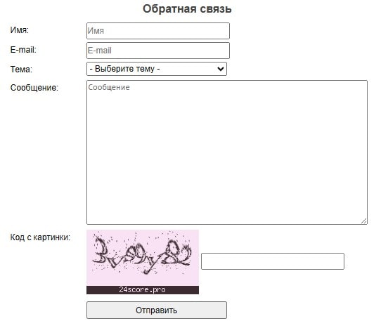 Форма обратной связи на 24score pro